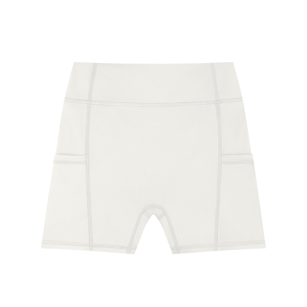 Women's High-Waisted Kingsway Pocket Biker Shorts - White
