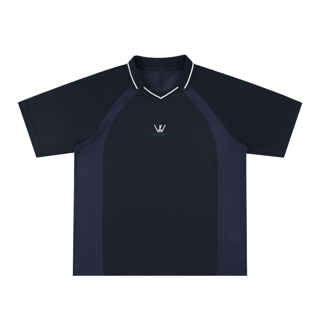 Striped V-Neck Kingsway Jersey - Navy