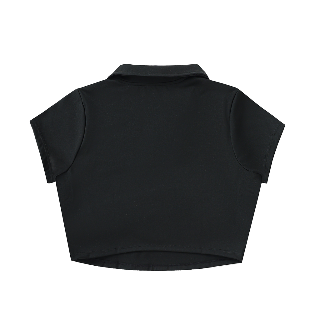 Kingsway V-Neck Lapel Crop Top