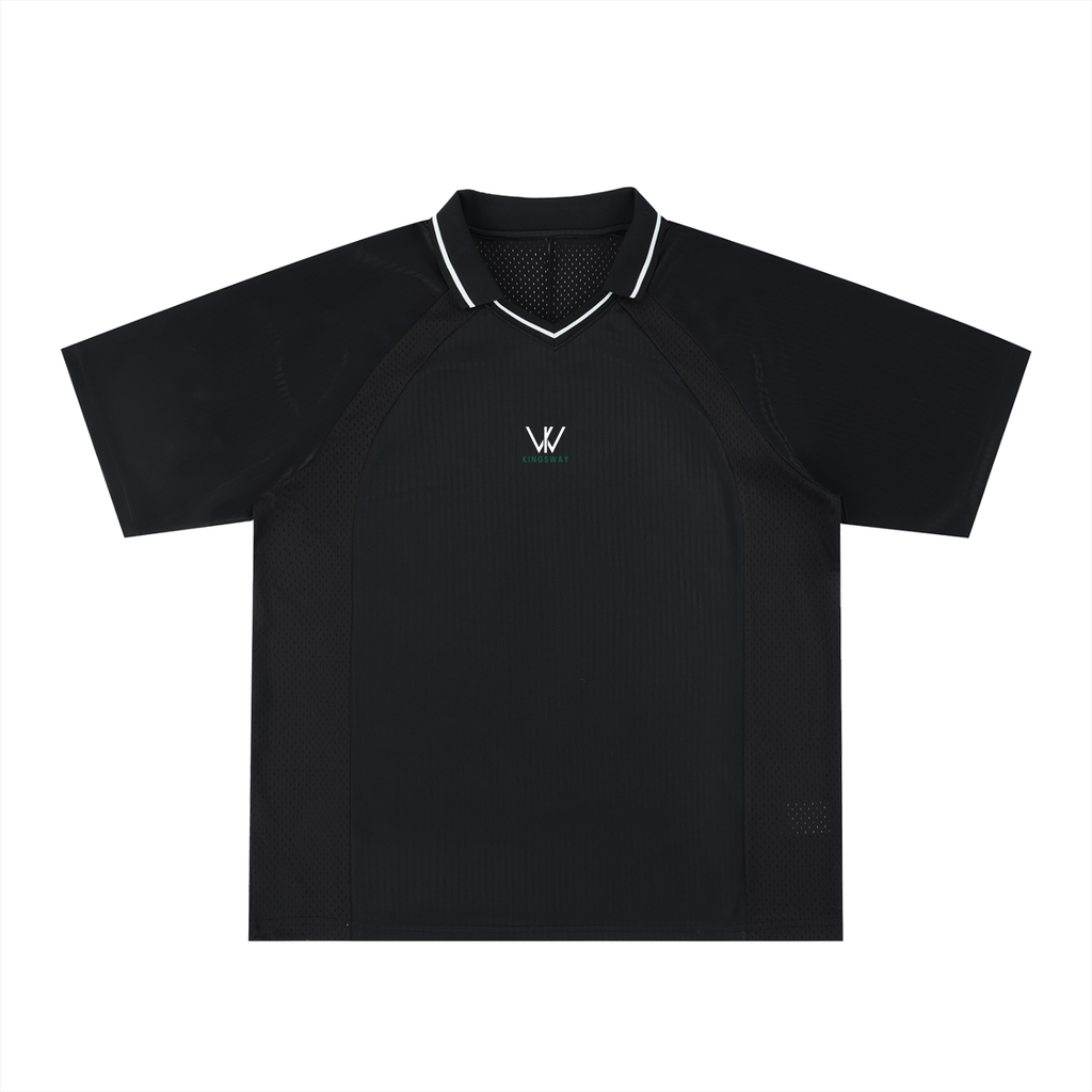 Striped V-Neck Kingsway Jersey - Black